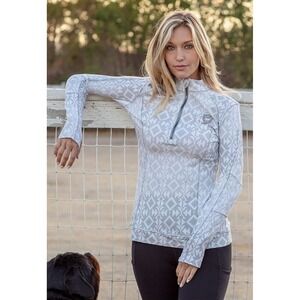 NWT Good Rider Glam Sport Show Shirt Snow Flake Print S Quarter Zip‎ Top Horses